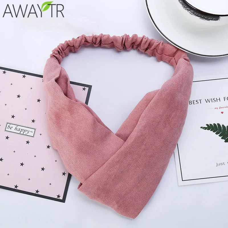 

Women Spring Suede Head Band Elastic Cross Knot Hair Band Girls Daily Wash up Headband For Women Hair Accessories 1PC Hairbands