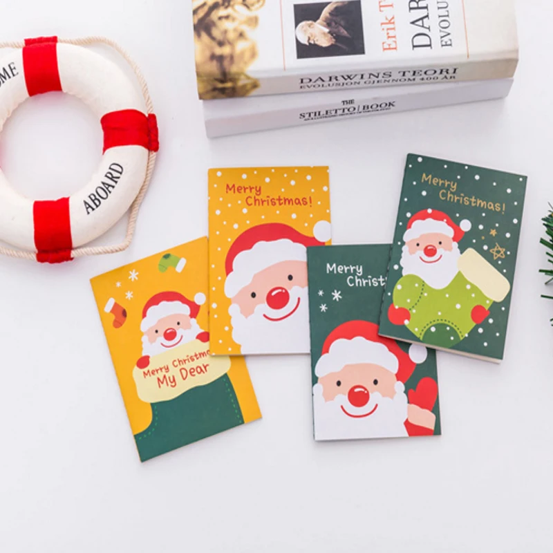 4 шт./лот каваи веселые рождественские карманные блокноты милый блокнот для заметок лучшие рождественские подарки для детей канцелярские принадлежности