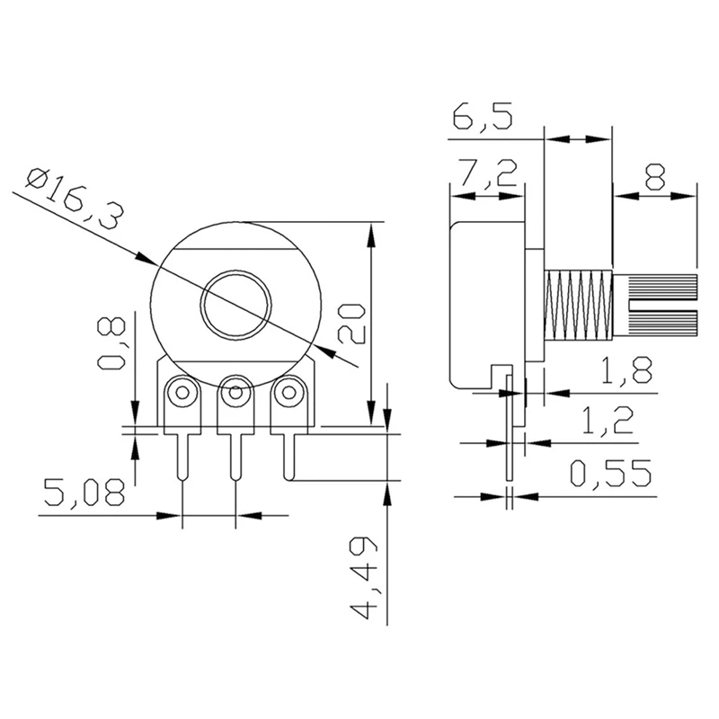 5 шт. 15 мм 50K Ом Линейный конус роторный панельный потенциометр горшок# Aug.26