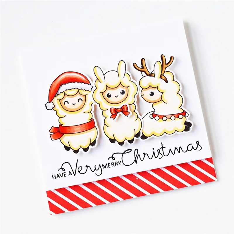 

YaMinSanNiODie Cutting Cute Sheep Animal Metal with Clear Stamp DIY Decorative Emboss Scrapbooking Craft Card Stencil Template