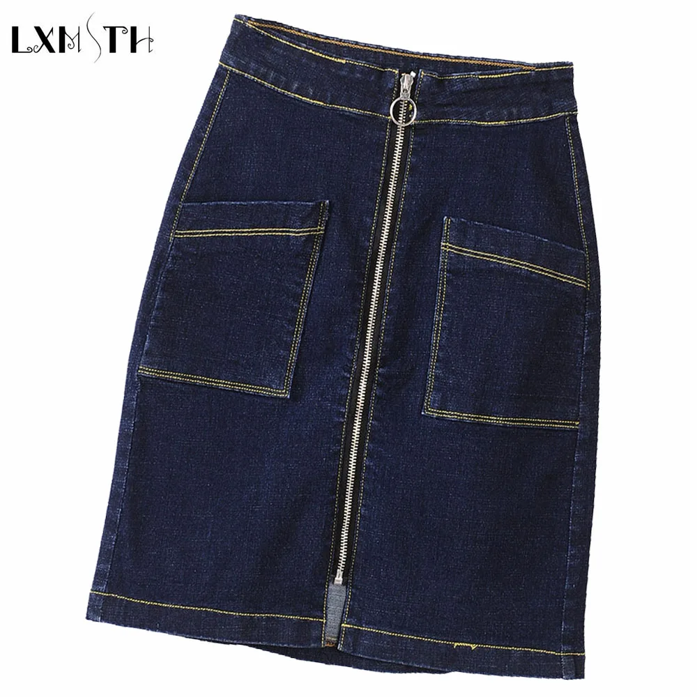 LXMSTH 6XL 7XL 8XL Casual Denim Skirt Women Summer Stretch Slim High