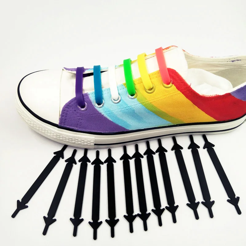 JUP 1 Bag / 8 Roots Unisex Men Women Elastic Silicone Shoes Lace No Tie Shoelaces for All Sports Sneakers Silicon Laces Shoelace