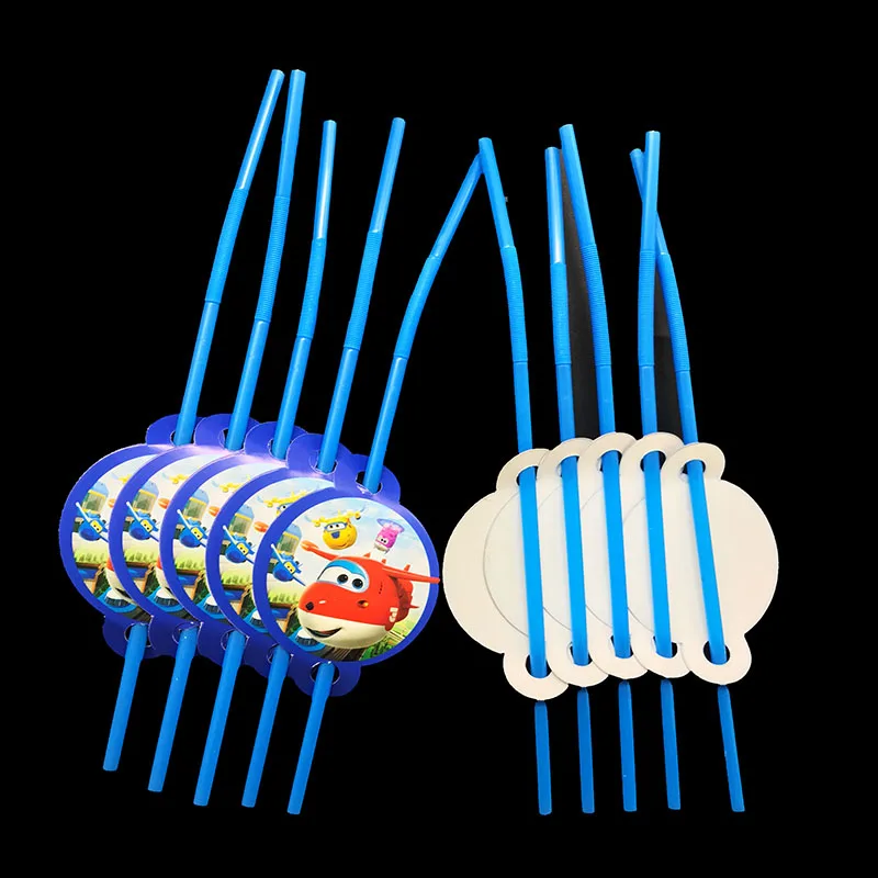 

10pcs/lot Super Wings disposable straws baby shower birthday party decorations plane theme straws