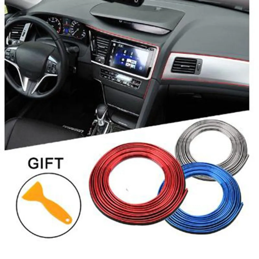 

5M Car Universal Decoration Strips Auto Interior Frames Finishing Decoration Line Strips Air Dashboard Adhesive Decoration