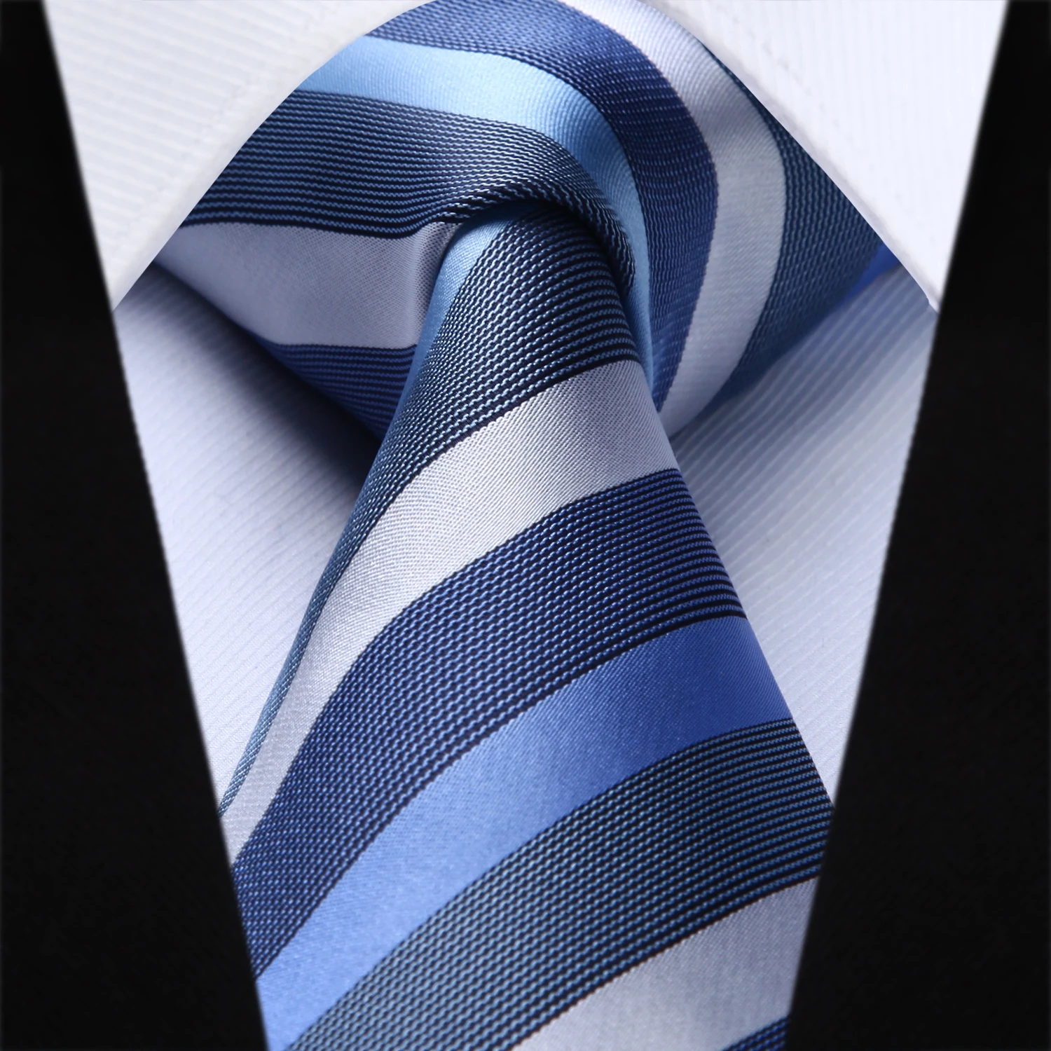 Тканый мужской цветной галстук синий полосатый Набор платков и галстуков# TS914B8S вечерние свадебные классические модные карманные квадратные Галстуки