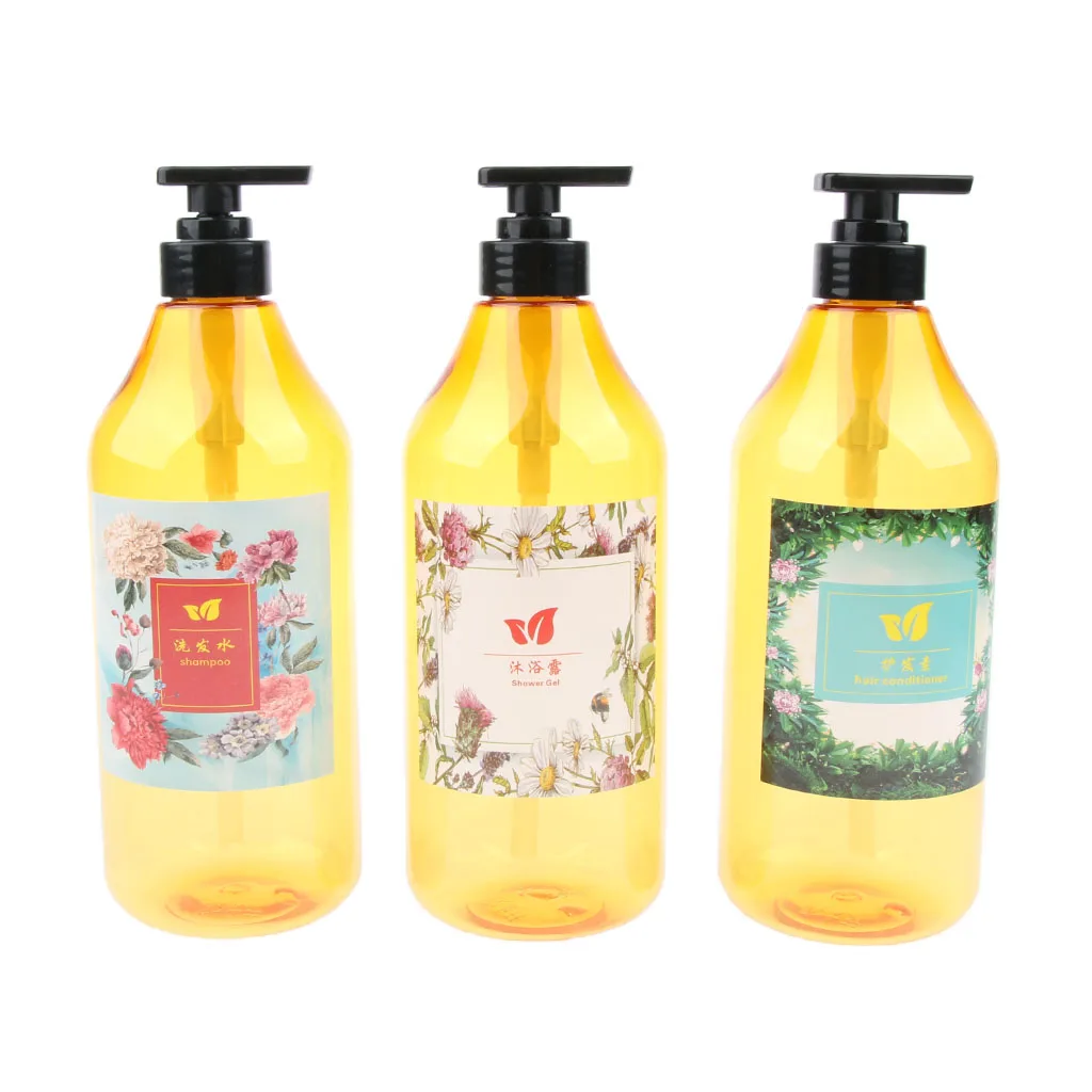 3x Large Empty Travel Shampoo Lotion Container Refillable Pump Bottle 1000ml