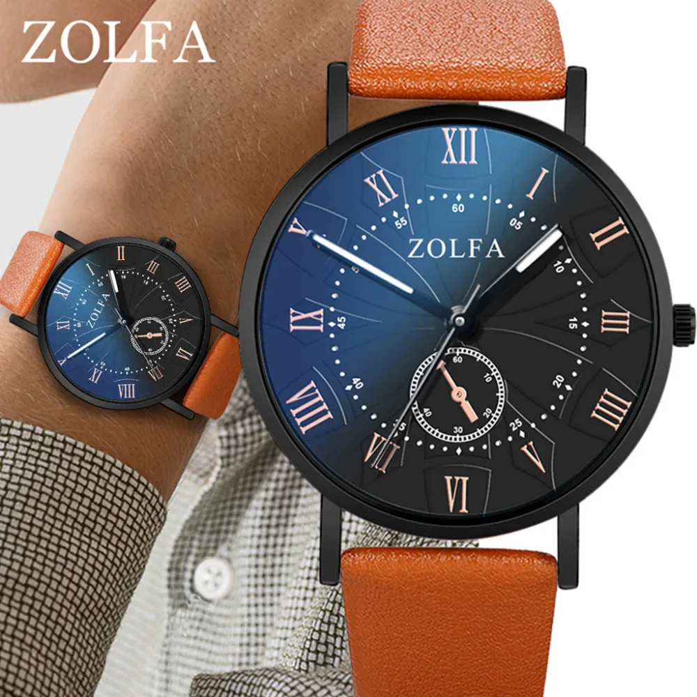 Модный гладкий минималистичный Римский синий стеклянный кожаный ремень мужские кварцевые часы аналог деловые мужские часы relogio masculino часы