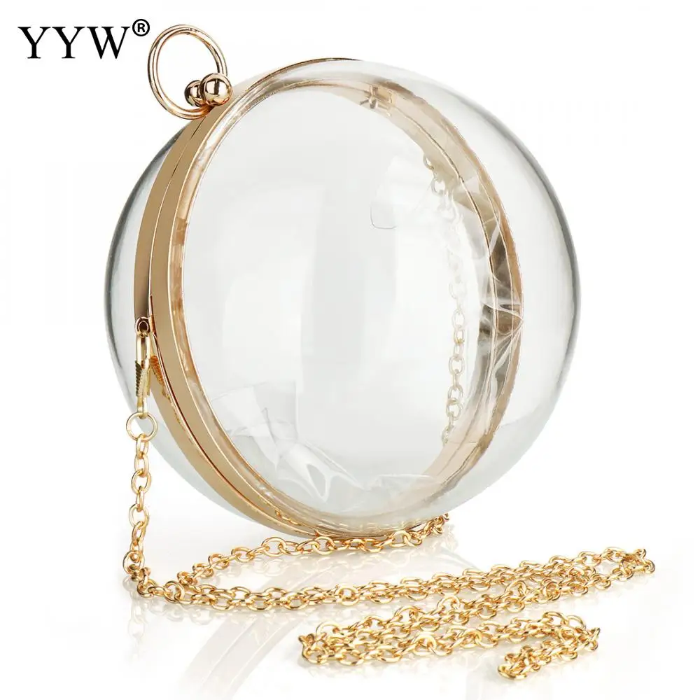 YYW Acrylic Round Ball Shoulder Bag For Women 2022 New Arrive Crossbody Bags With Chain Transparent Evening Clutch PVC Handbags