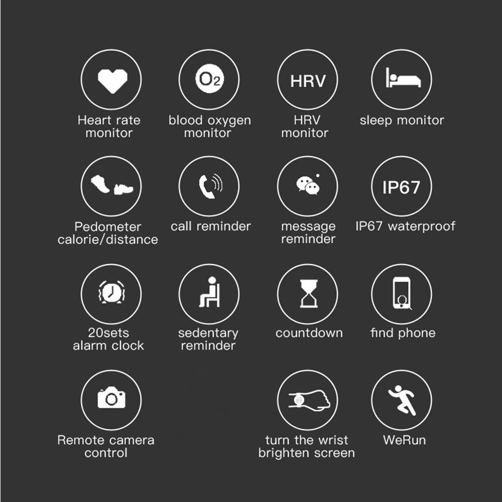 L8STAR Fiton Smart Wristband Measure Blood Oxygen HRV Heart Rate Smart Watch Sport Waterproof Sleep Activity Tracker Band