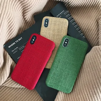 

20pcs/lot Free shipping 6colours Cotton linen Purity back cover case for iphone 6 7 8 X XS XR XS Max 6 7 8 plus new case cover