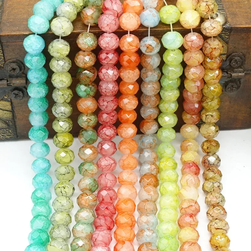 

new 40pcs Rondelle Faceted Crystal Glass Loose Spacer Beads 8X6mm