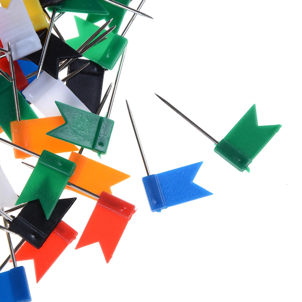 100Pcs/pack Map Flag Push Pins Nail Thumb Tack Cork Board Map Drawing