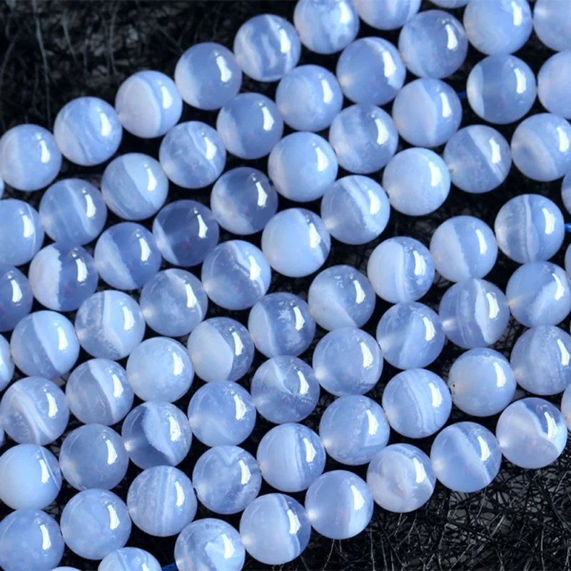 Высокое качество, натуральный синий халцедон, круглые бусины 4-16 мм, DIY ювелирные изделия ожерелья или браслеты 1" 03673