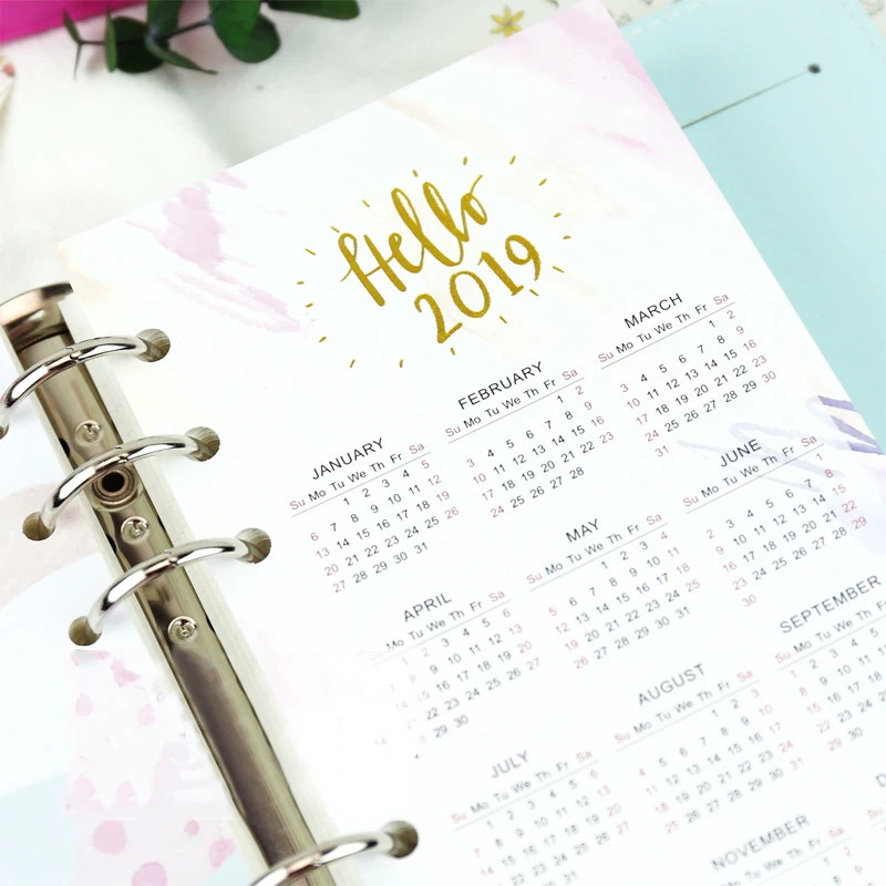 

Hello 2019 Plastic Calendar Divider Notebook Index Paper Separator Pages Kawaii Stationary 6 Holes Diary Loose Spiral Dividers