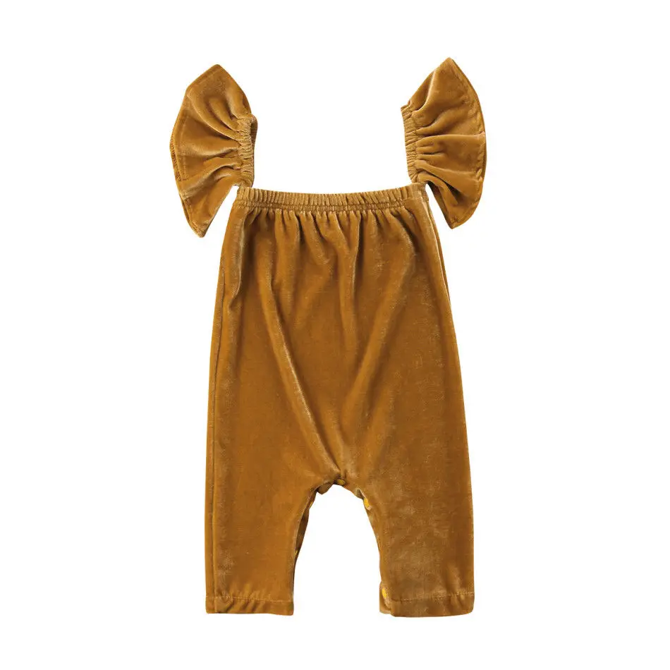 Adorable Newborn Baby Girl Ruffle Velvet Off Shoulder Romper Outfit Clothes 0-2T | Мать и ребенок