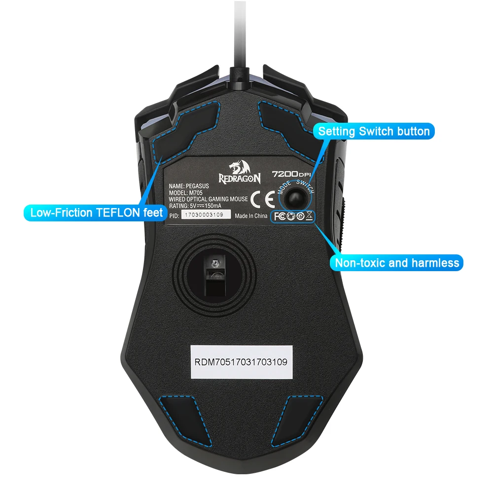 Игровая мышь Redragon PEGASUS M705 USB Проводная 7200 DPI 7 кнопок эргономичная для настольного
