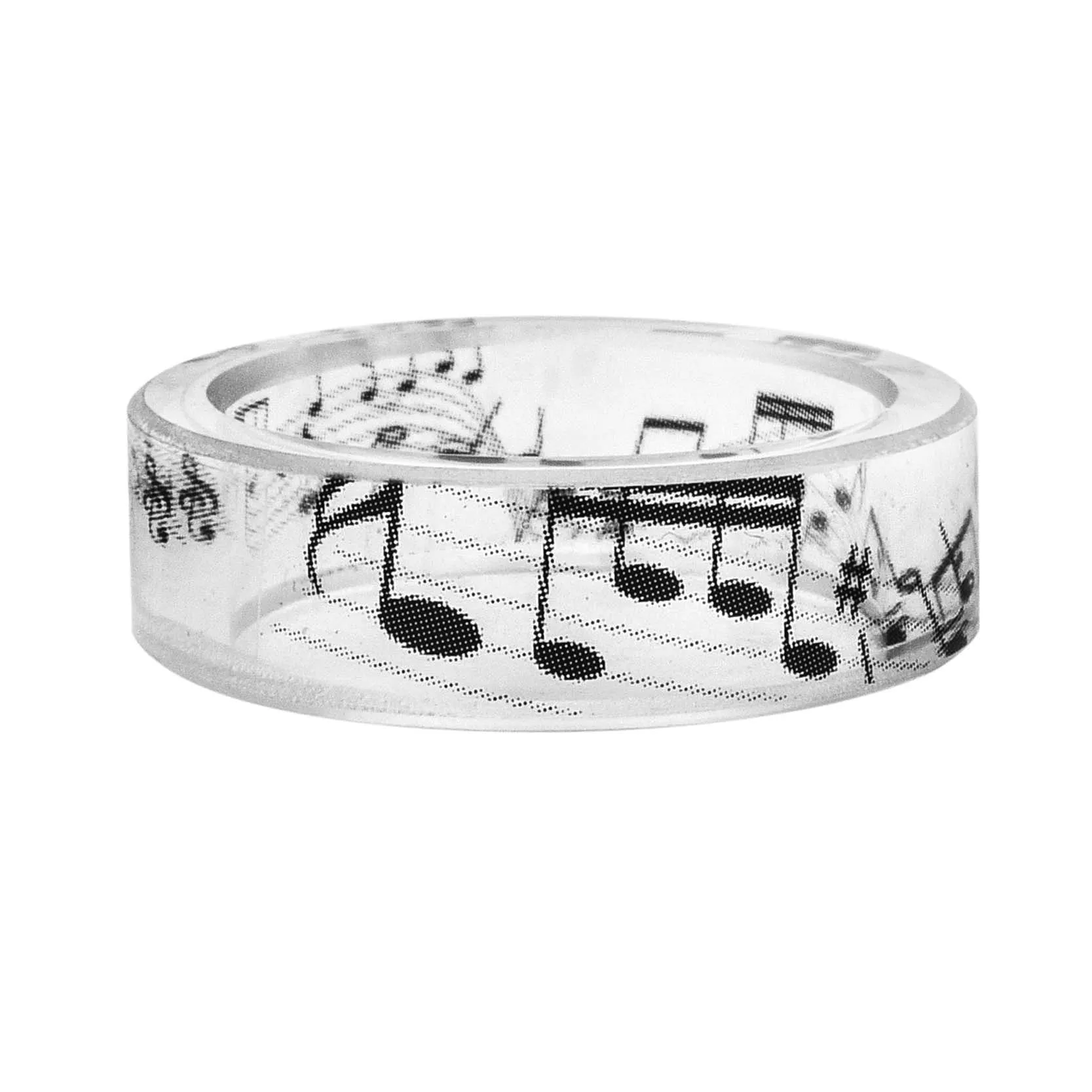 

Music Note Pattern Transparent Crystal Finger Ring Womens Fashion Handmade Resin Band Ring Wedding Jewelry Gifts