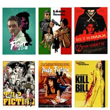 Película clásica Fight Club/Pulp Fiction/Shining/Kill Bill Poster Vintage papel blanco póster pegatinas de pared