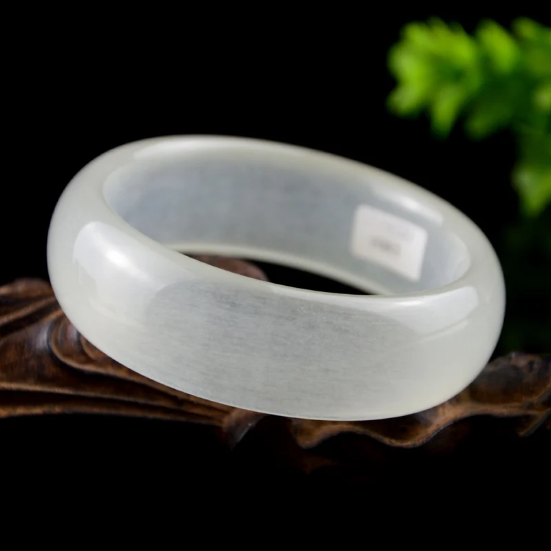

Drop Shipping Wide Strip Women Bangles Natural White Jade Ice Bright Bracelets Cuff For Women Engagement Dance Party Gifts
