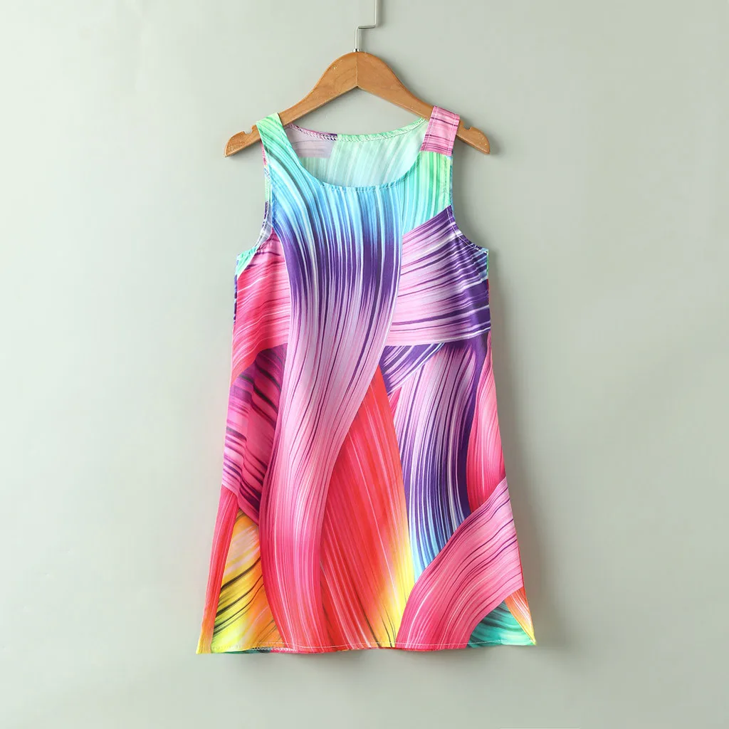 Детское пляжное платье одежда для подростков; одежда для детей девочек без рукавов 3D, принт с героями мультфильмов; платья с героями мультфильмов; Повседневная одежда Детская одежда для вечеринок