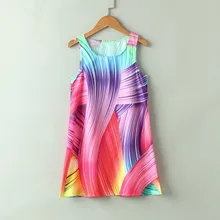 Детское пляжное платье одежда для подростков; одежда для детей девочек без рукавов 3D, принт с героями мультфильмов; платья с героями мультфильмов; Повседневная одежда Детская одежда для вечеринок