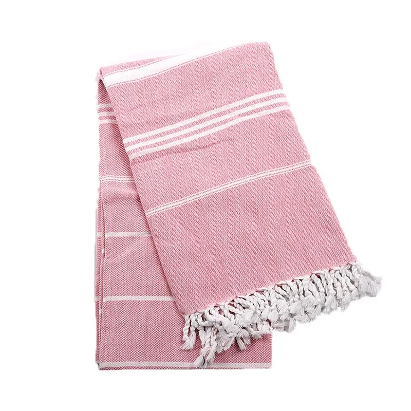 Хлопковое очень большое турецкое банное полотенце с кисточками, шаль для путешествий, кемпинга, пляжа, тренажерного зала, бассейна, одеяло, женский зимний шарф, 100x180 см - Цвет: pink