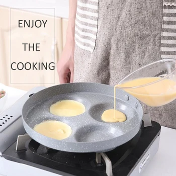 

Four-Hole Egg Frying Pan Non-Stick Pan Household Cooking Pan Mini Egg Pot Camping Pan For Gas Stove/ Electric Ceramic Heaters