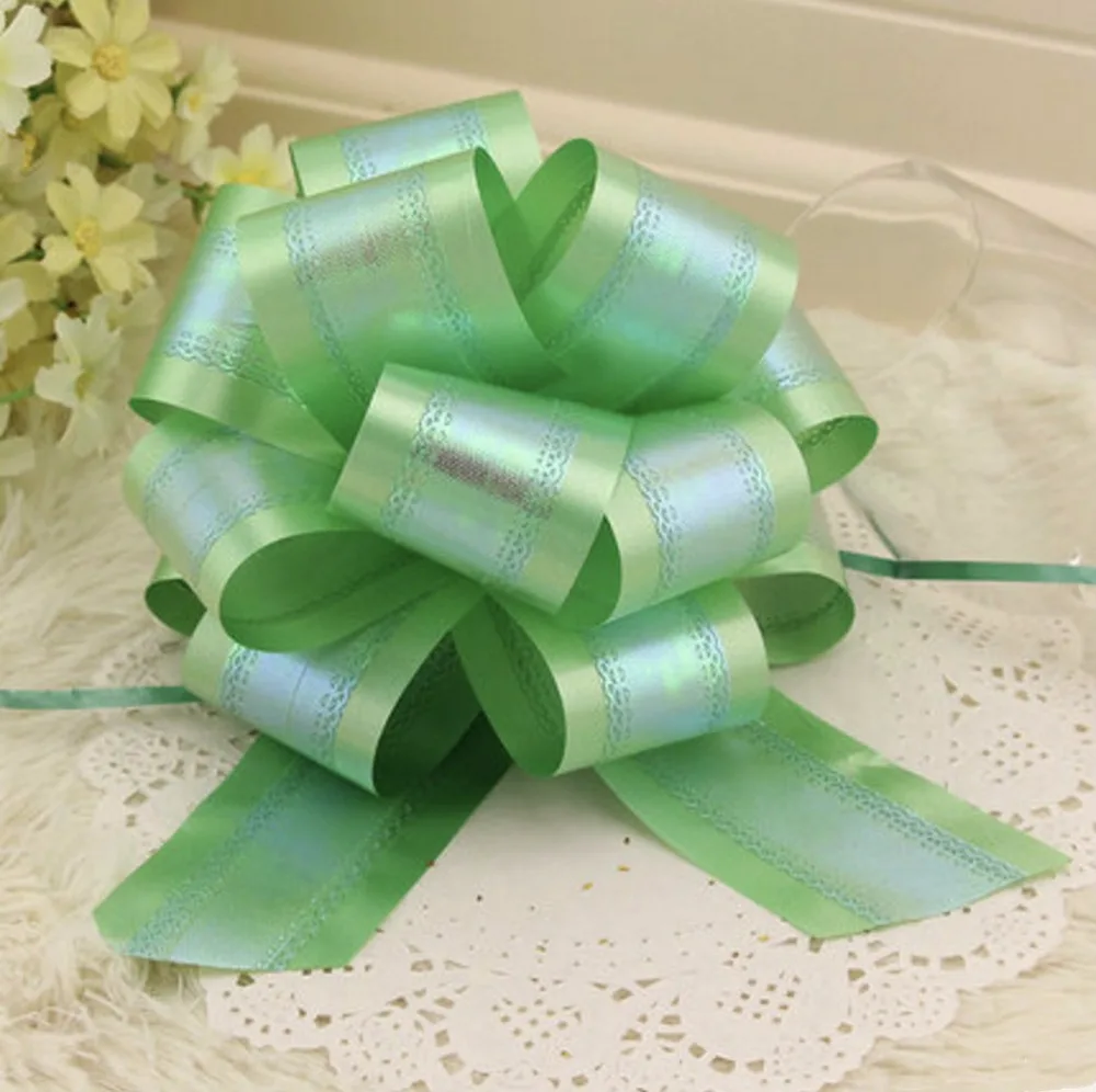 30pcs Large green Rainbow plated 5cm Pull Bow Ribbons Wedding car Party