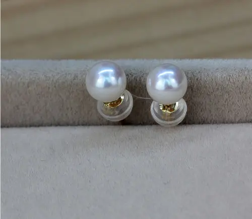 Beautiful a pair 11-12 mm AAA south sea white round pearl stud earrings free shipping Beautiful a pair 11-12 mm AAA south sea white round pearl stud earrings free shipping