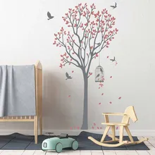 Tree With Birds and Cage Decal Tree Wall Sticker For Any Room Removable Vinyl Wall Tree and Birdcage Wall Sticker 740T removable diy tree and birdcage pattern wall sticker for living room decor