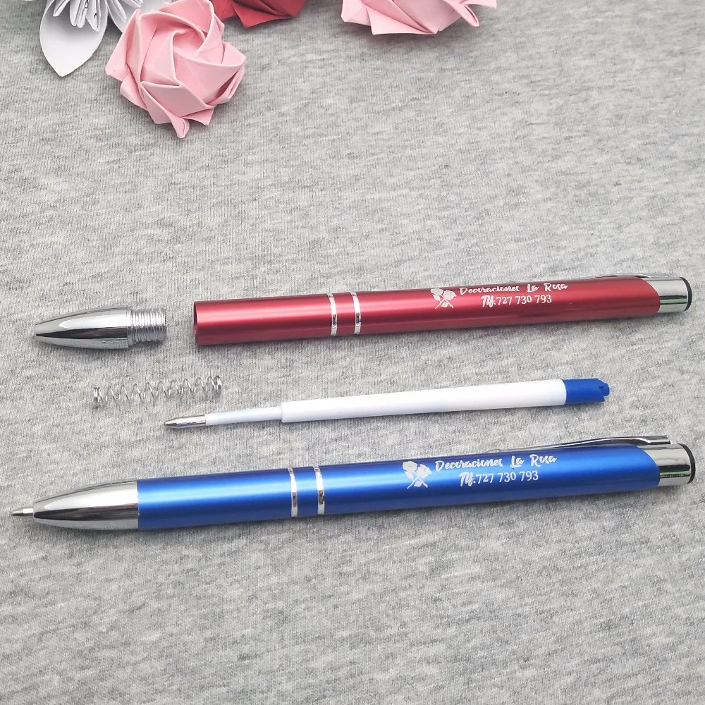 Высокое качество Классическая 10 цветов металлическая ручка на заказ Выгравированная с вашей даты свадьбы или названия свадьбы для гостей и друзей