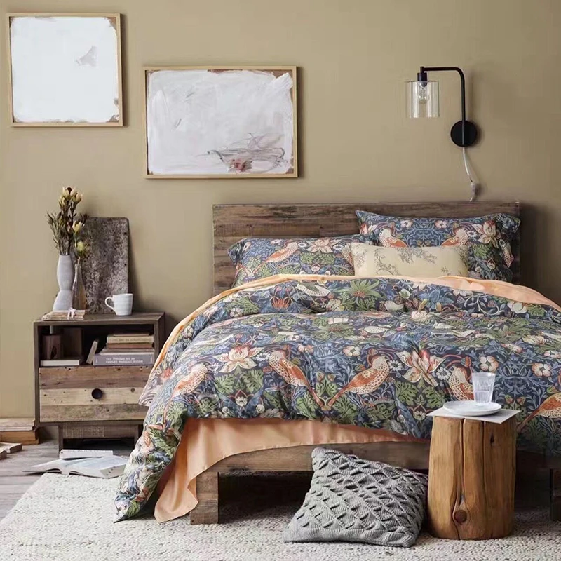 100 Usa Cotton Bedding Set Bird Flower Pattern Printed Duvet