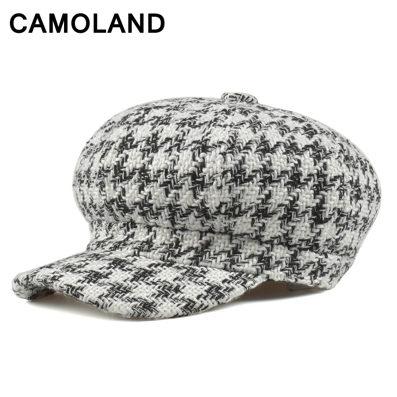 Women's winter Baseball caps Knitted Octagonal hats for girl Elegant