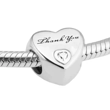 Бусы для изготовления ювелирных изделий DIY стерлингового-серебро-ювелирные изделия спасибо Bead подвески с ясно, серебряные 925 Berloque Perles очарование