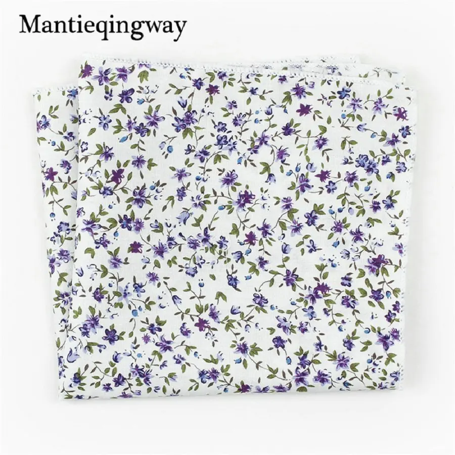Mantieqingway 2017 Модные мужские хлопковые Свадебные носовые платки с цветочным принтом
