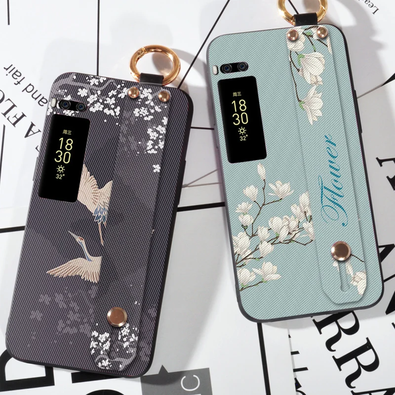 

Soft Silicone Strap Holder Case For Meizu Pro 7 Pro7 Flower Bird Back Cover Cases For Meizu Pro 7 Plus Coque Funda