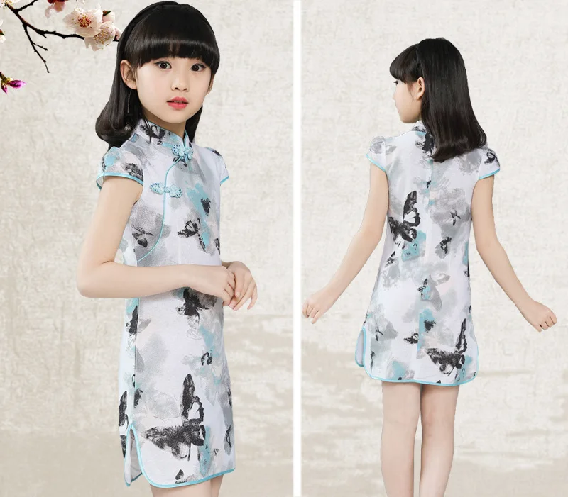Girls Children's Cheongsam Chinese Qipao Ball Gown Dress Clothing Summer Multi-Colors Baby Kids Party Performance Dresses clothes (10)