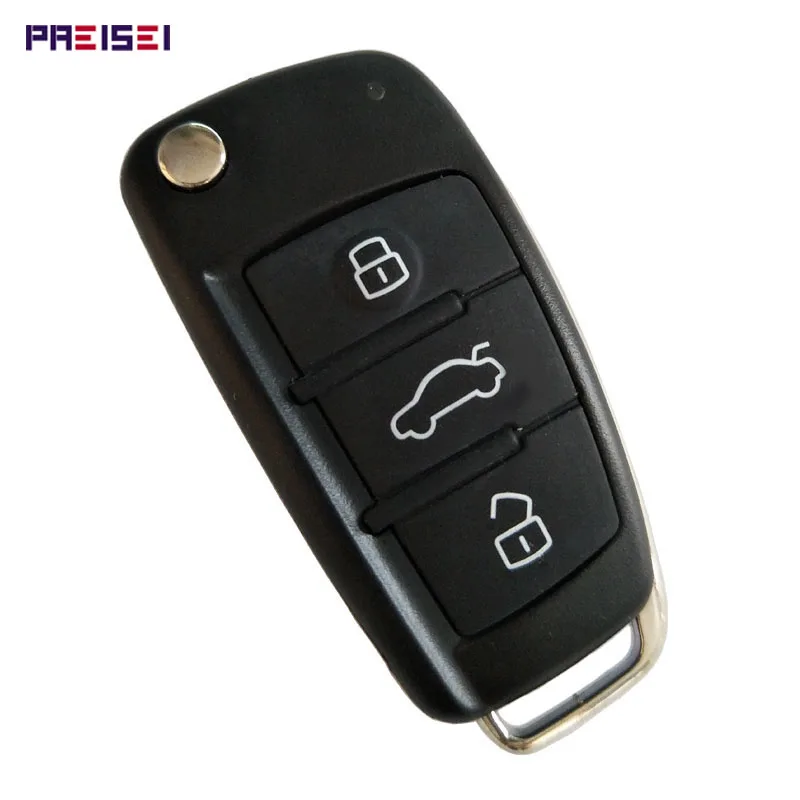 

PREISEI 3 Buttons Car Remote Flip Key Case Fob For Audi A6L Key Replacements