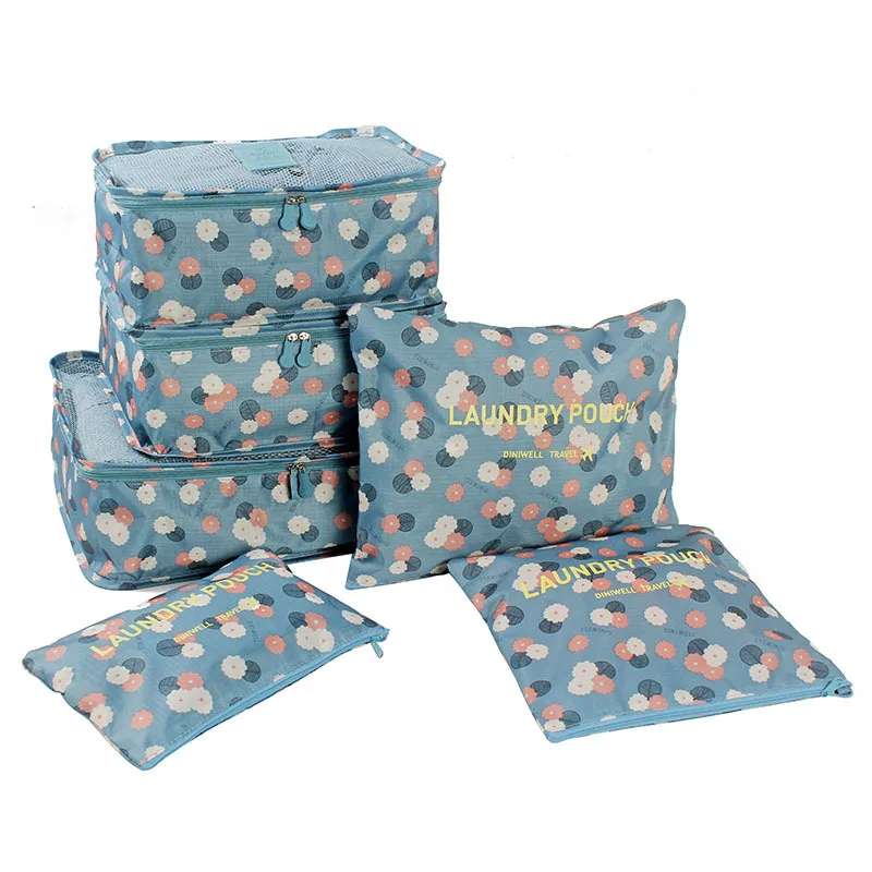 

6 PCS Storage Bag Set Travel Suitcase Closet Divider Container For Clothes Tidy Organizer Packing Cubes Laundry Bag