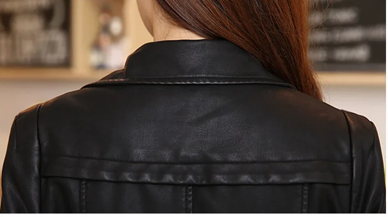Осенняя кожаная куртка на молнии, Женская Длинная тонкая Лоскутная Верхняя одежда из искусственной кожи, женское кожаное пальто с отворотом, большие размеры 5xlg434