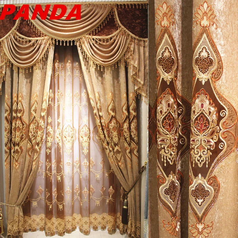 

Europe Embroidered Curtains For living Room Floral Bedroom Curtains Window drapes home decoration 16017#