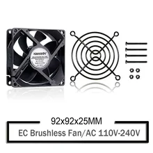 Best Offers YOUNUON Sleeve 92mm 9225 EC Brushless Fan AC 110V 115V 120V 220V 240V Axial Fan 92mm x 92mm x 25mm Comes with Srews/Grill