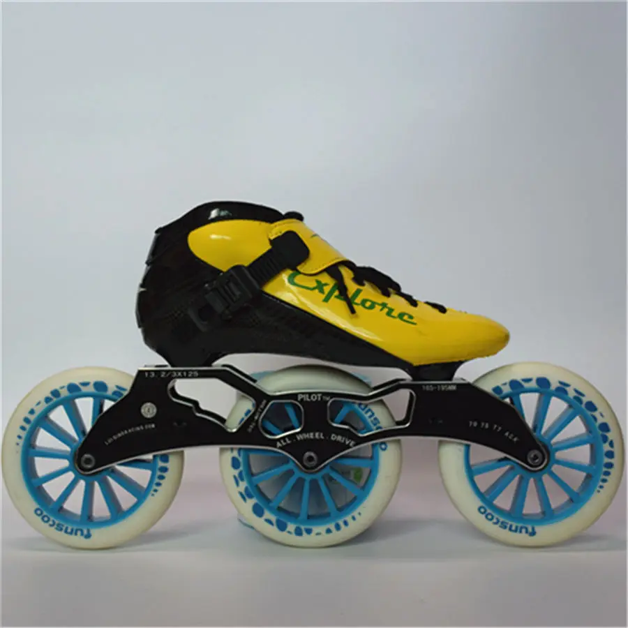 EUR size 30-44 Speed Inline Skates Carbon Fiber Competition Skate 3*125mm Street Racing Skating Patines Similar With Powerslide adult roller skates