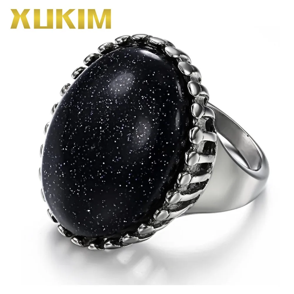 

Xukim Jewelry High Quality Trendy 316L Titanium Steel Black Quartz Stone Wedding Engagement Ring Jewelry Gift for Male