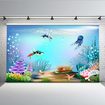 

Mehofoto Ocean Photo Backdrop Seaweed Underwater World Background for Photography Booth Studio Cartoon MW-240
