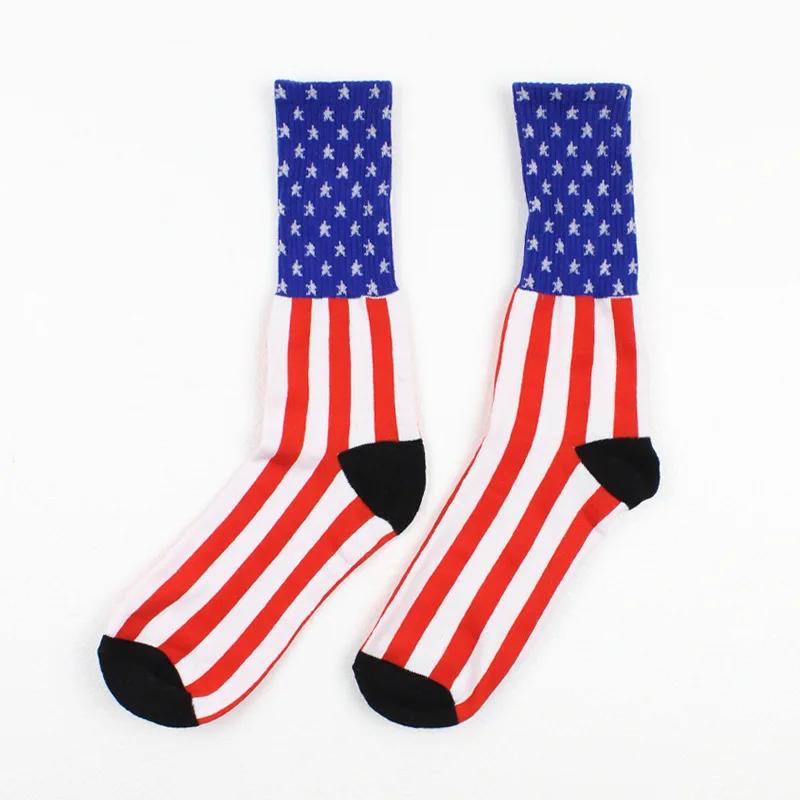 3 пары в партии, высококачественные мужские носки, хлопковые носки в полоску с американским флагом и звездами, сезон осень-зима, повседневные теплые носки с флагом США