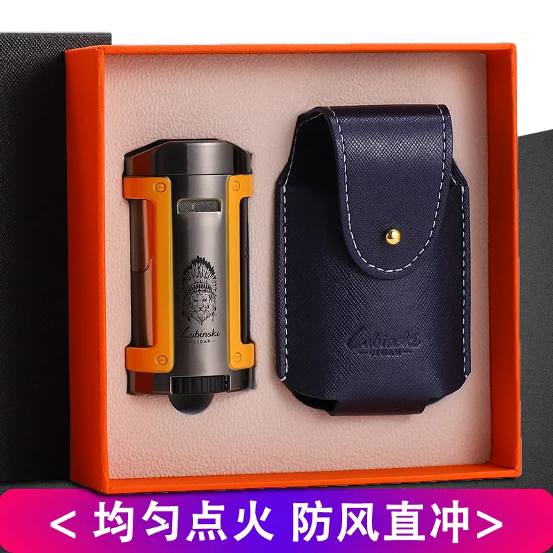 

LUBINSKI Gadgets Windproof 1 Torch Jet Flame Cigarette Cigar Lighter Butane Gas Smoking Lighters with Gift Box Nice