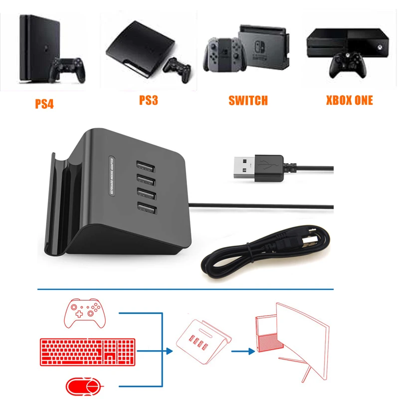 

KMAX1 Game Controllers Adapter Converter Video Game Keyboard Mouse adapter for Switch/Xbox one/PS4/PS3
