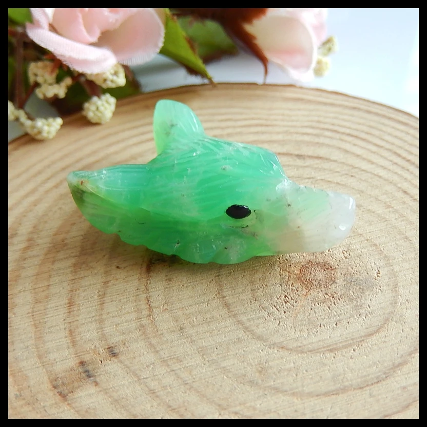 Натуральный камень Chrysoprase резные бусины подвески в форме волчьей головы, бижутерия из полудрагоценных камней, 34x24x12 мм, 11,1 г