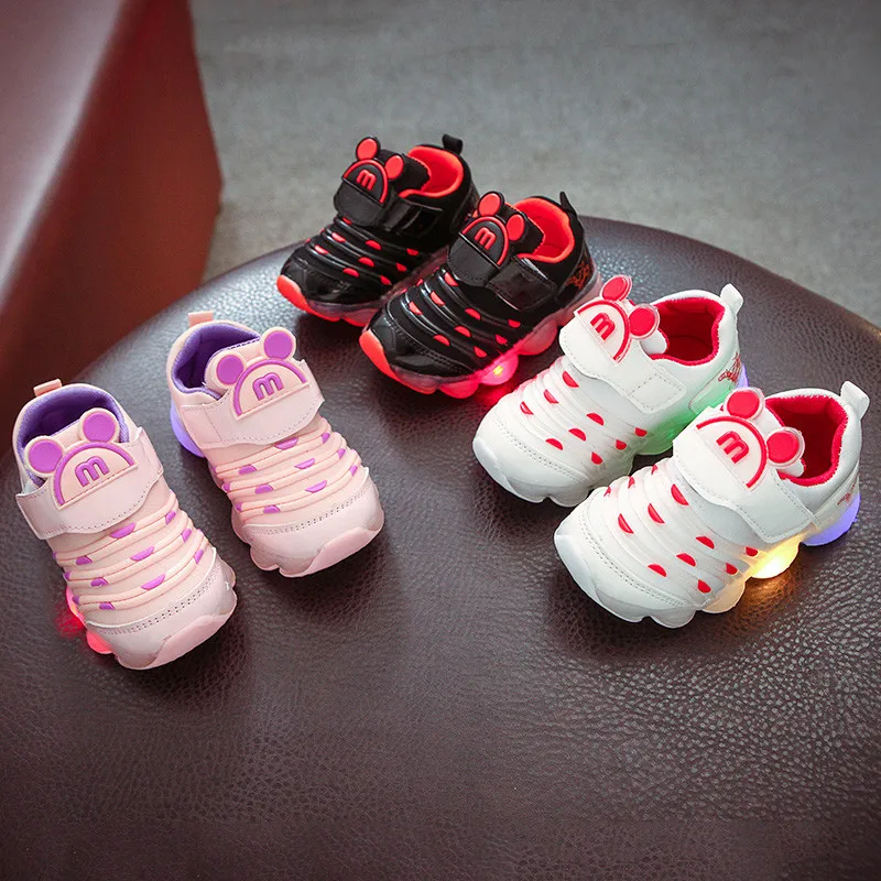 1-8 Years Old Led Shoes Kids 2019 Spring Sneakers For Children Mesh Breathable Children Sneakers Boys Girls Shoes Light